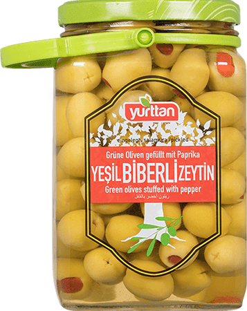 yurttan green olives stuffed with pepper 300g