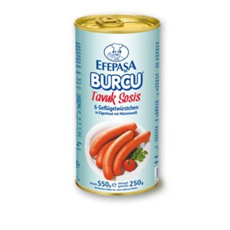 efepasa burcu hindi tavuk sosis 6 gevogelteworsten mit melkeiwitten & rundvlees 550g